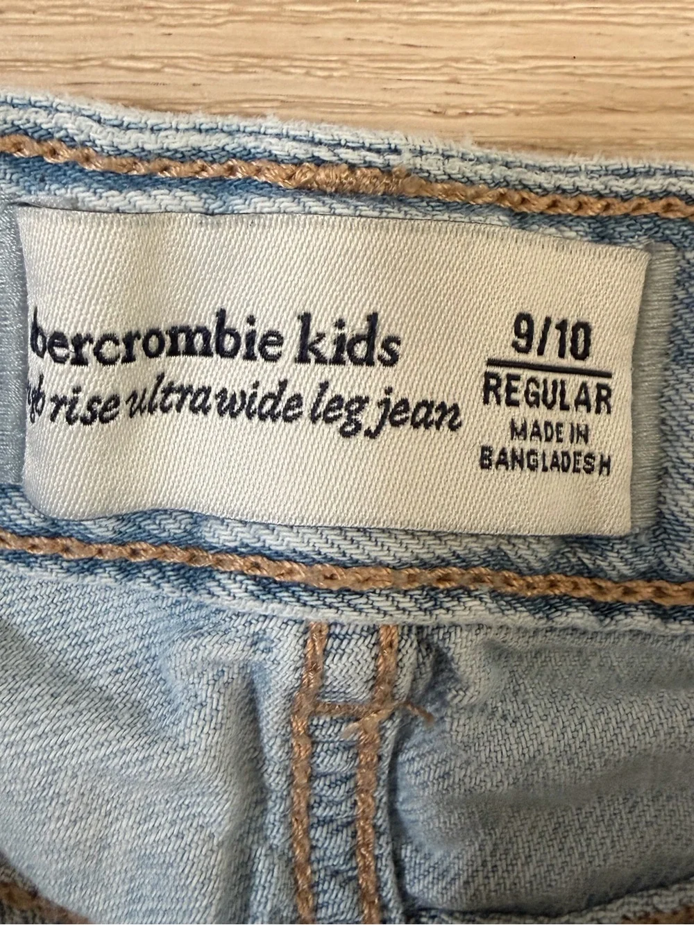 Abercrombie Kids Light Wash Distressed Wide Leg Jeans